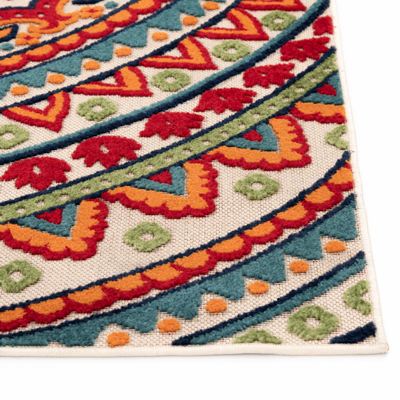 Langley Street Murray Canyon Cream/Bright Red Indoor/Outdoor Rug